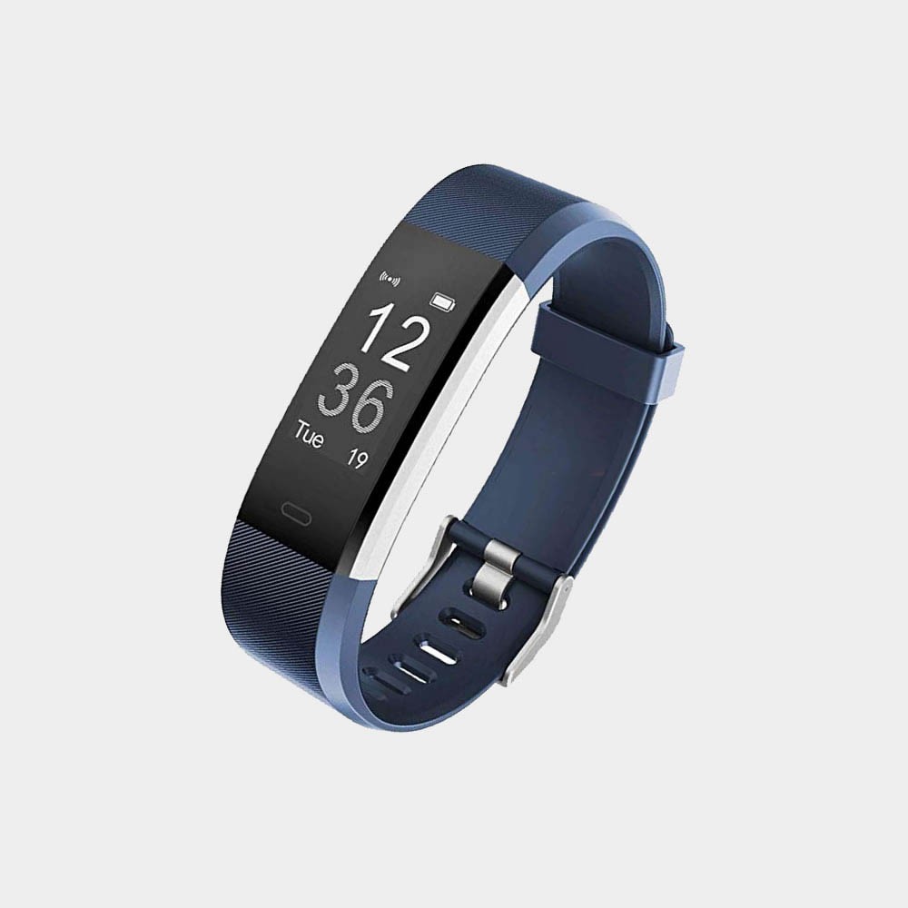 Blue Fitness Tracker with Heart Rate Monitor and Step Counter